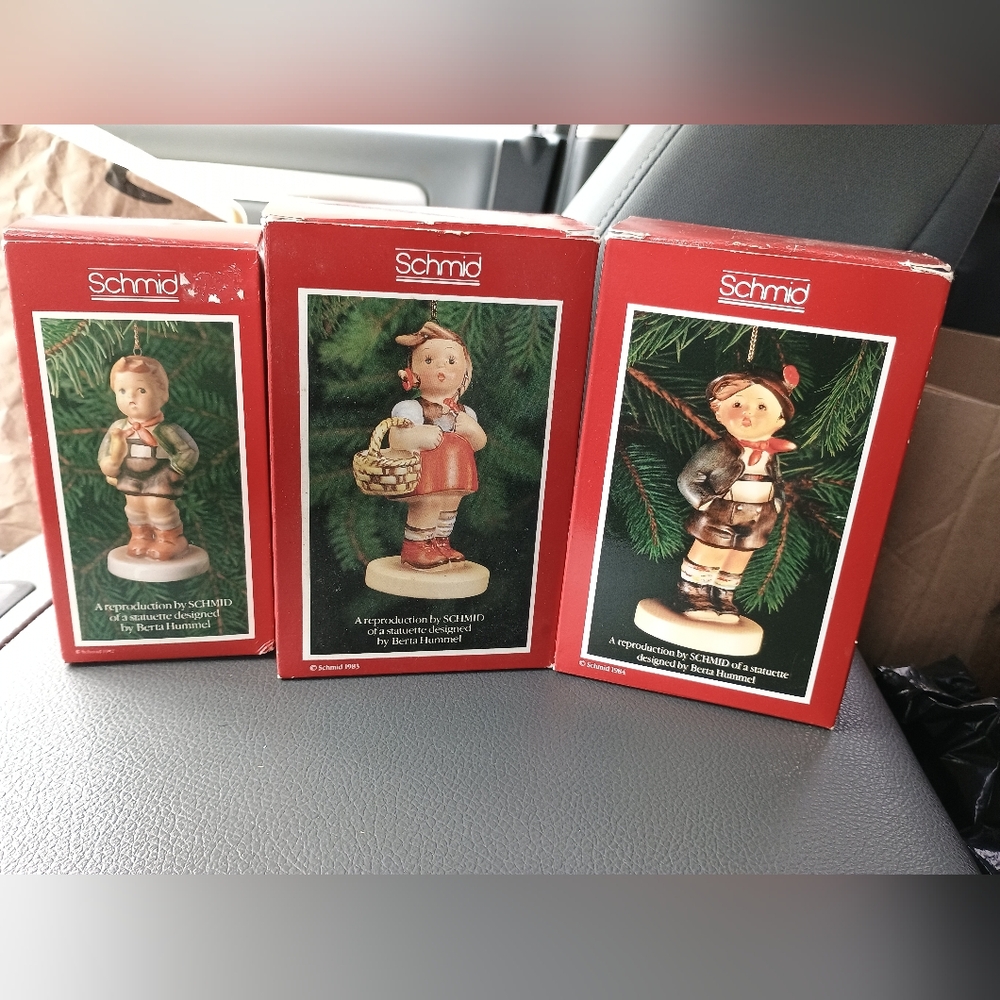 3 Vintage Schmid Hummel Christmas Tree Collectable Ornaments 83, 84, 85